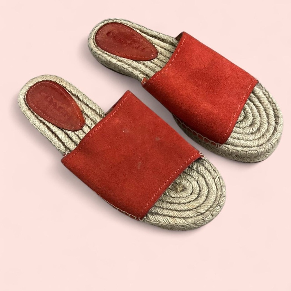 Coach Red Espadrille Slides